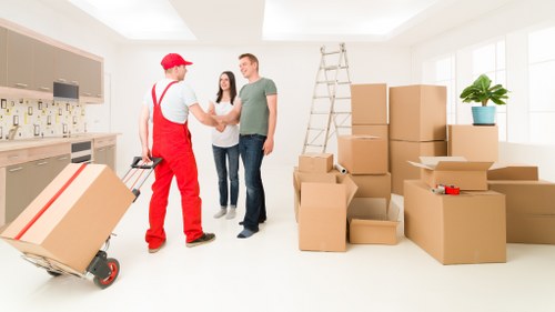 Household boxes and furniture prepared for mobile self storage